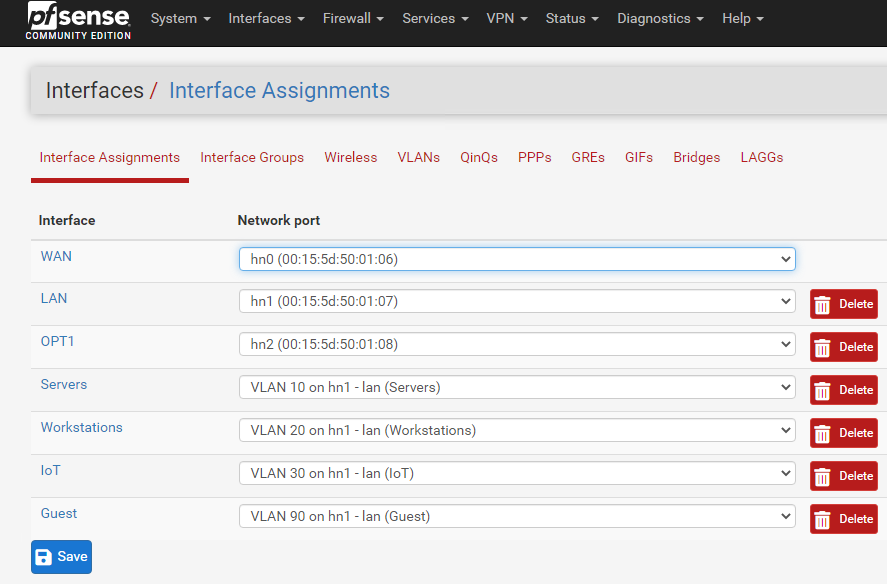 Interface Assignments