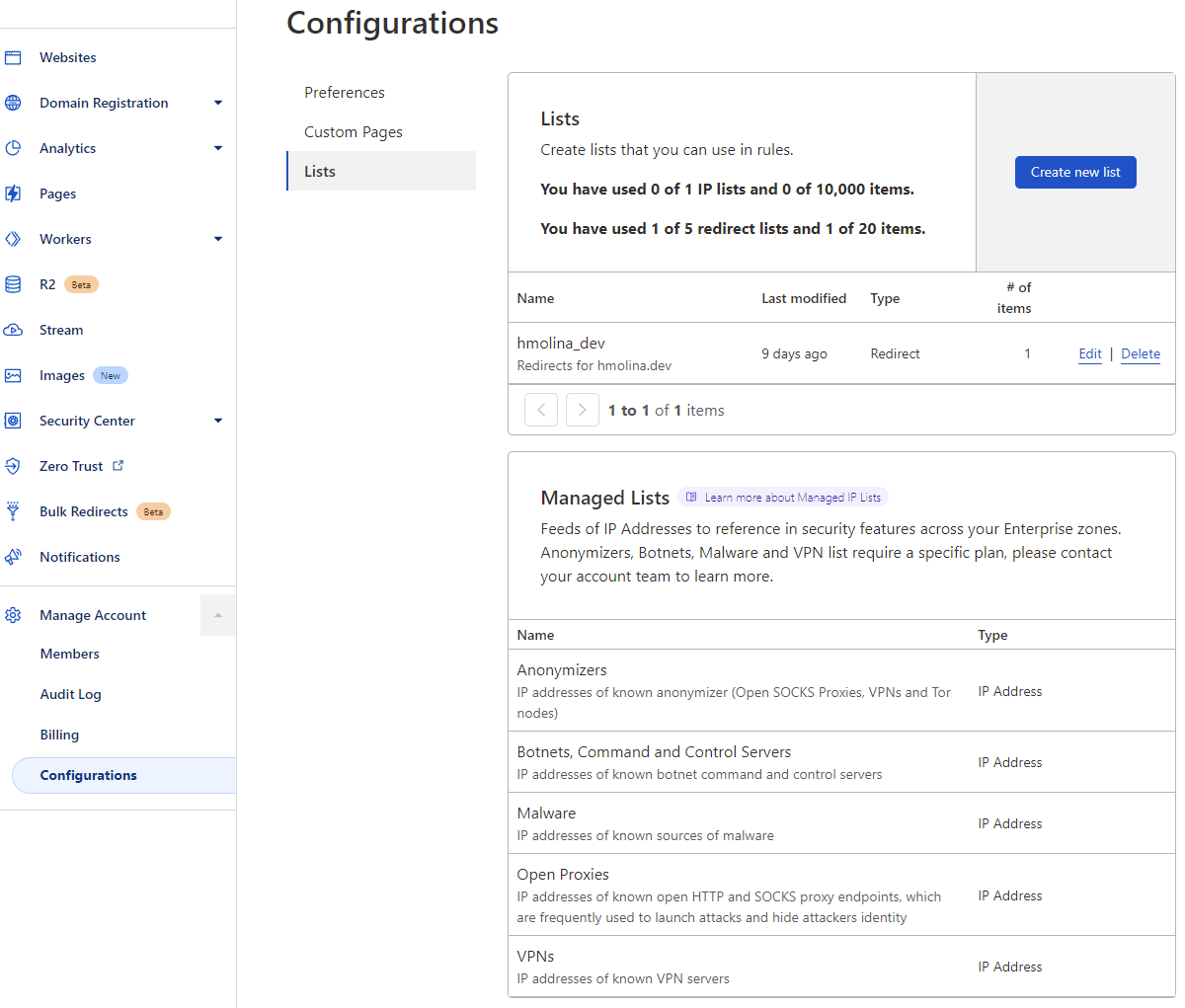 Bulk Redirect List