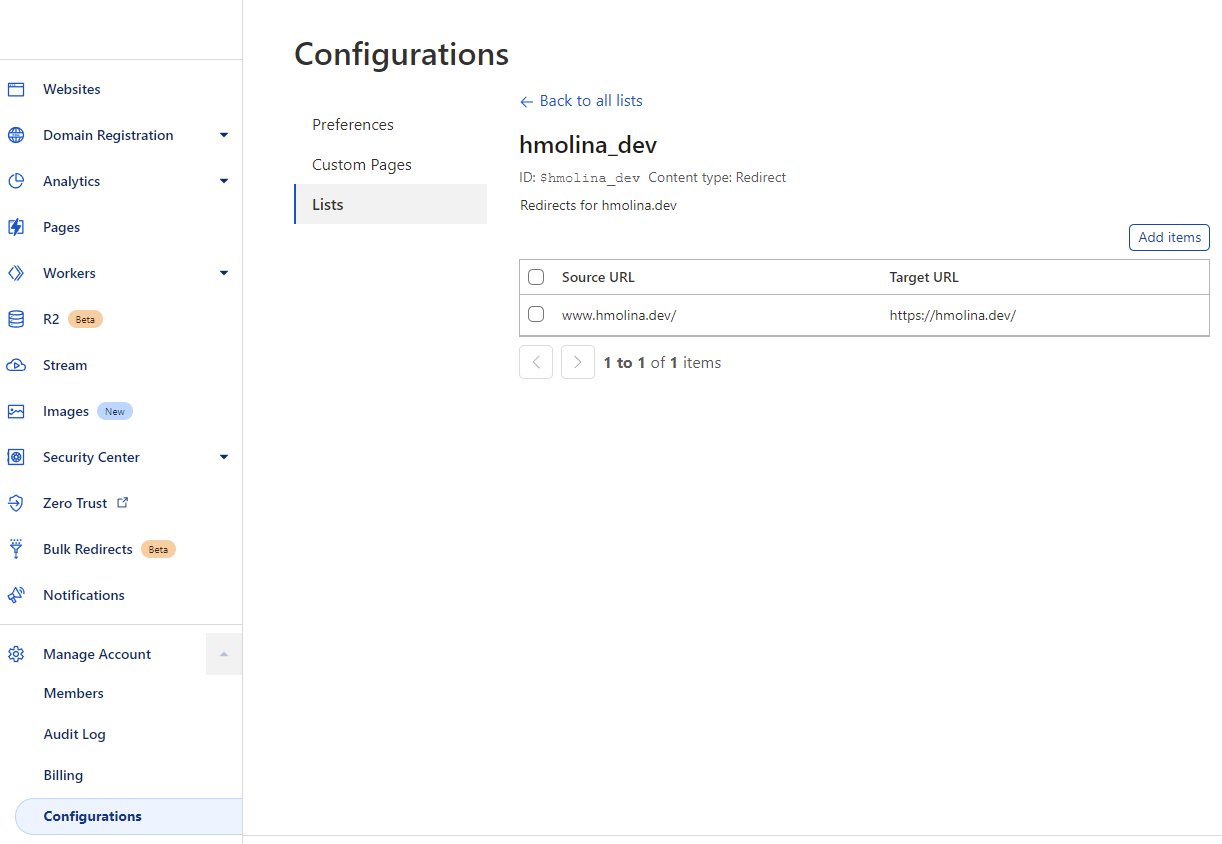 Bulk Redirect List Content