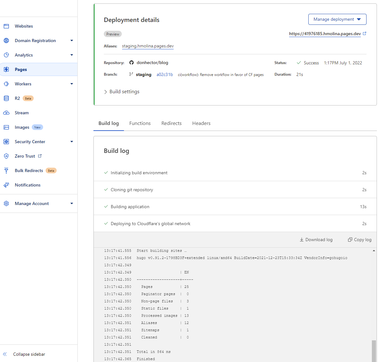Pages Build Logs
